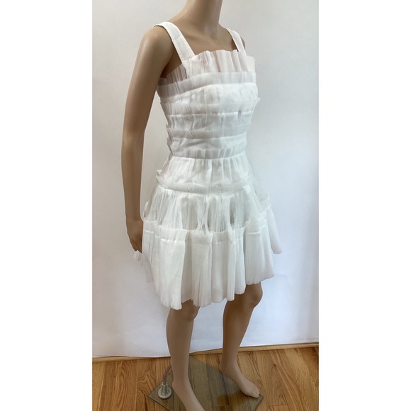 AJE PLEATED TULLE MINI DRESS SZ US 4 - Picture 6 of 9